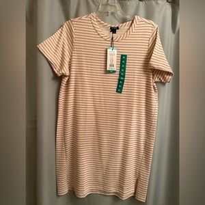 Buffalo David Bitton Striped T-Shirt DRESS - Cream and Rose Stripes